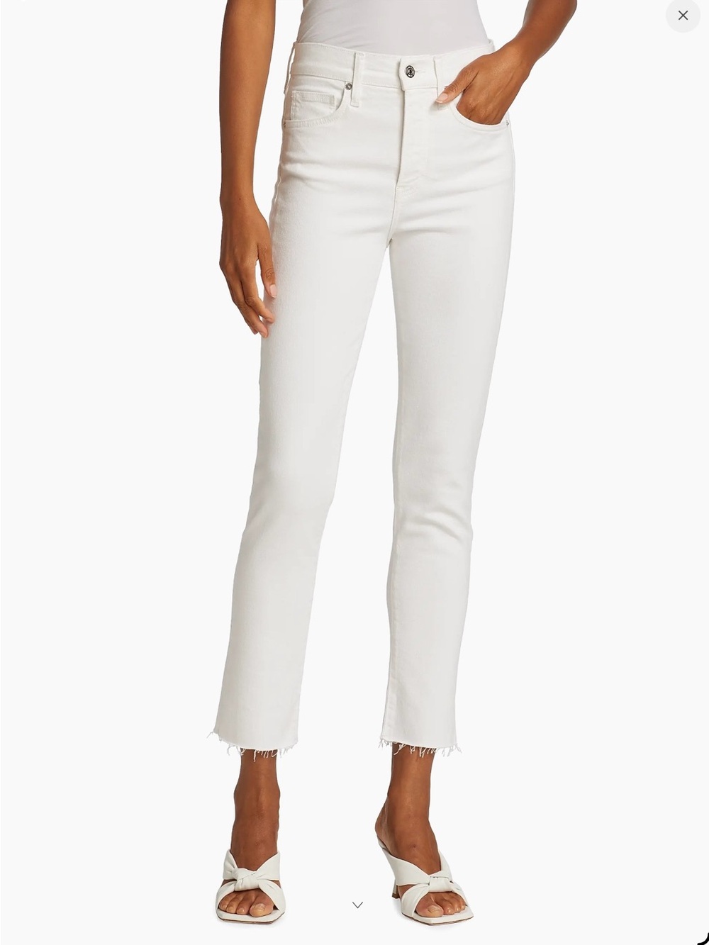 Veronica Beard Off-White High-Rise Cropped Slim Jeans